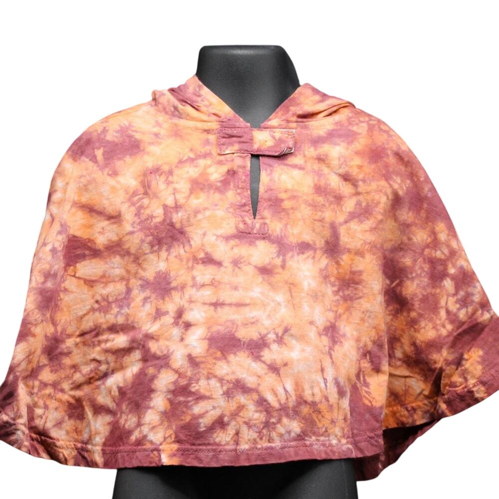 Baby Poncho Size 12 Month Orange Dusty Rose Tie Dye Hippie Kids Handcrafted Play